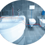 Thermacome, 1er système de planchers chauffants-rafraîchissants hydrauliques basse température – Salle de bain picto