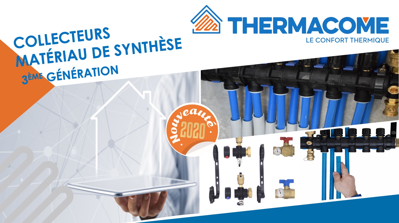 Collecteur en matériau de synthèse pour plancher chauffant