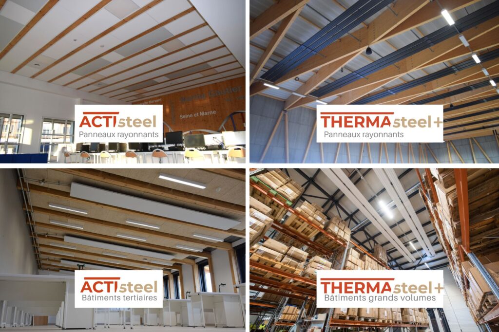 panneaux rayonnants métalliques ACTIsteel et THERMAsteel +
